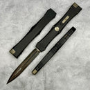 Microtech Marfione Select Nemesis IV Black Handle w/ Bronze Ti Accents & 4.4" D/E Baker Forge Coppermai 1152-16MS1