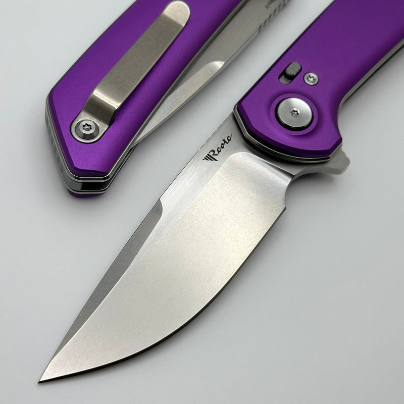 Reate Knives PL-XF Purple Aluminum Handles & Stonewash/Satin Nitro-V