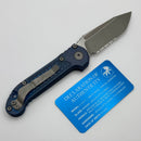 Microtech Knives LUDT Gen III Antique Blue Titanium Frag Handles & Partial Serrated Apocalyptic Tanto M390MK 1136-11APFRMS2