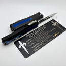 Marfione Custom Atreus w/ Mirror Polish D/E M390MK & Black Aluminum Handle w/ Carbon Fiber & Blue Titanium Accents