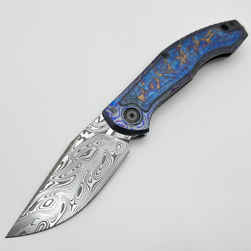 Custom Knife Factory Veksha HD ZircuTi & Crystal Ti Handles w/ Damasteel