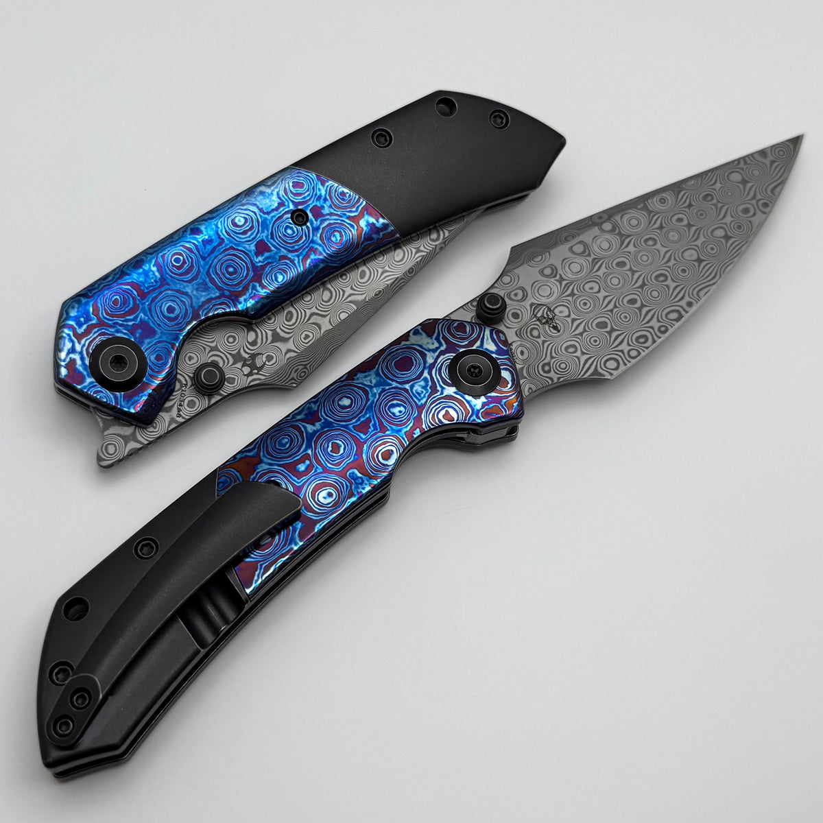 カヅアキ Kansept Knives Fenrir Black Stonewash w/ Timascus Handles & Damascus K