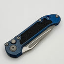 Microtech Marfione Select LUDT Gen III Antique Blue Titanium Textured Inlaid Handles w/ Blue Accents & Apocalyptic Tanto 1136-10APMS4