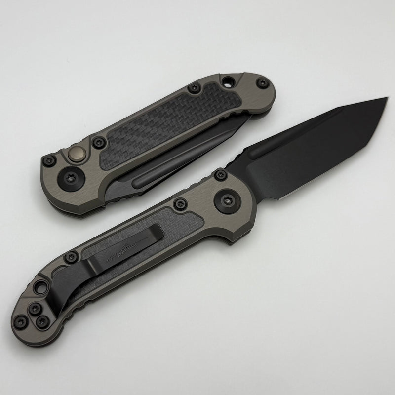 Microtech Knives LUDT Gen III DLC Tanto w/ Natural Clear Handle & Carbon Fiber Inlays Signature Series 1136-1DLCTNCCFIS