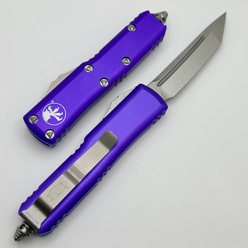 Microtech UTX-85 Tanto Stonewash Standard & Purple 233-10PU