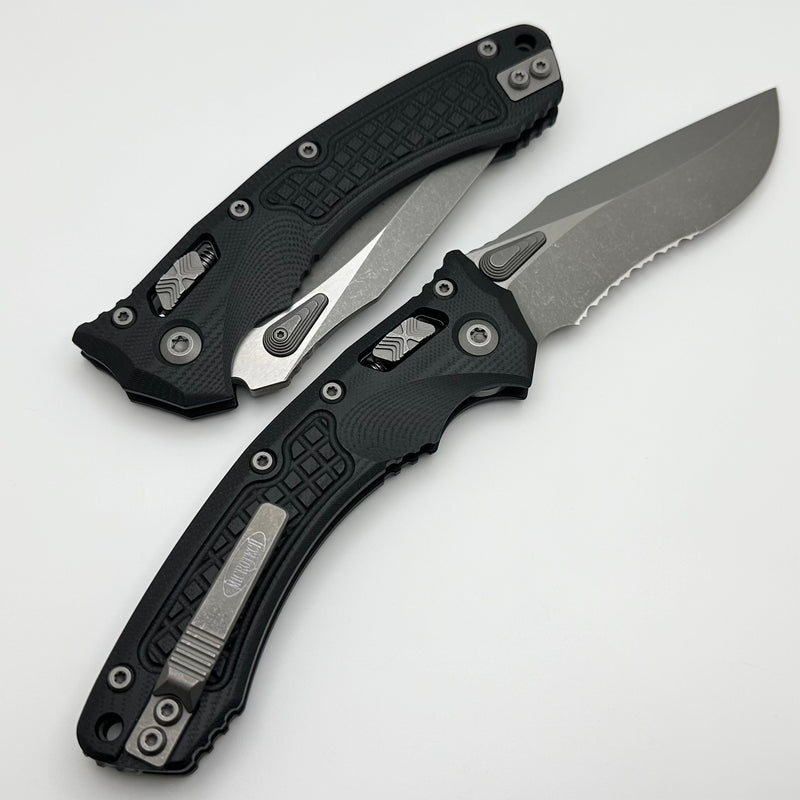 Microtech Amphibian RAM LOK Black Frag G-10 & Partial Serrated Apocalyptic M390MK 137RL-11APFRGTBK