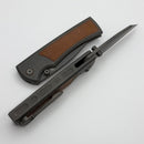 Chaves Knives Sangre 229 Dirty Steve w/ Natural Micarta Inlaid Titanium Handles & 3.6" Stonewash Gray 3V