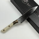 Microtech Utility Knife Proof Run Ivory G-10/Bronze Titanium Bolster Handle w/ San Mai Damascus M390 3400B-16IVPR