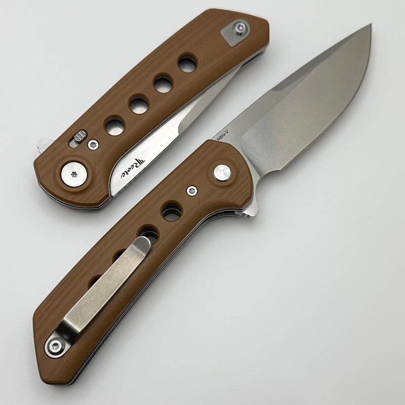 Reate Knives PL-XF Tan G-10 Handles & Stonewash Nitro-V