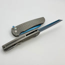 Pro-Tech Malibu Stonewash Tread Stainless Handle w/ Abalone Button & Sapphire Blue MagnaCut Reverse Tanto