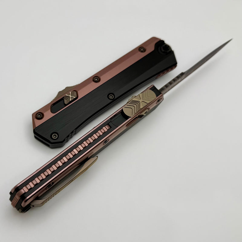 Microtech Rose Gold Marfione Select Microtech Glykon Black Handle w/ Rose Gold PVD & Bronz