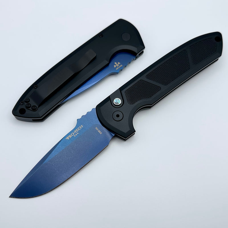 Pro-Tech Les George Rockeye Black Knurled Handle & Sapphire Blue CPM-S35VN LG307-SB