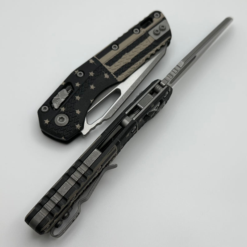 Microtech Knives MSI RAM LOK Black Polymer USA Flag & M390MK Apocalyptic 210T-10APPMFLAG