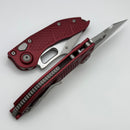 Microtech Borka Stitch Single Edge Stonewash Standard w/ Merlot Handles 169-10MR