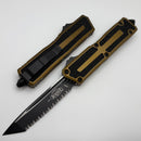 Microtech Scarab 2 Gen 3 Tanto Full Serrated Tactical Spine Fluted w/ Tan Handle 1279-3TA