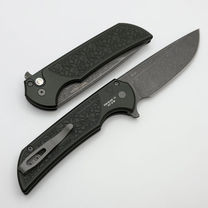Pro-Tech Mordax Green Nexus Aluminum Handle w/ Black Lip Pearl Button