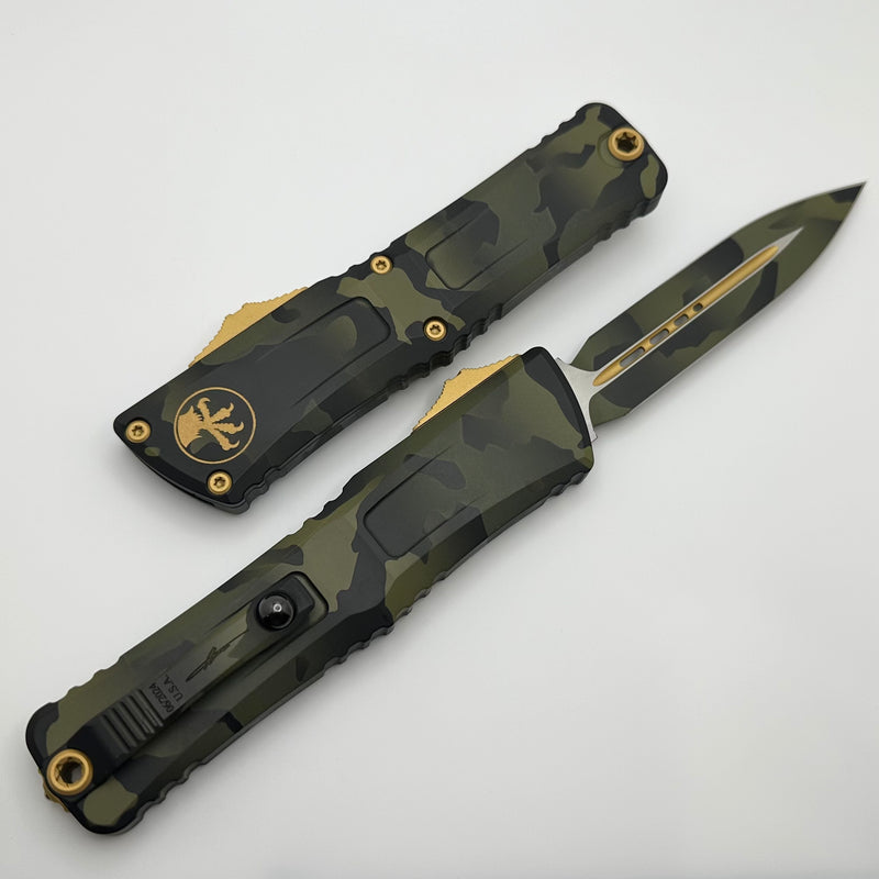 Microtech Knives Combat Troodon Gen III Olive Camo w/ Gold Accents D/E 1142-1OCGS