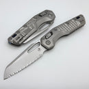 Microtech Marfione Select MSI RAM LOK Frag Titanium Handles w/ Double Vapor Blast & Blue Accents & Full Serrated Stonewash M390MK 210-12FRMS2