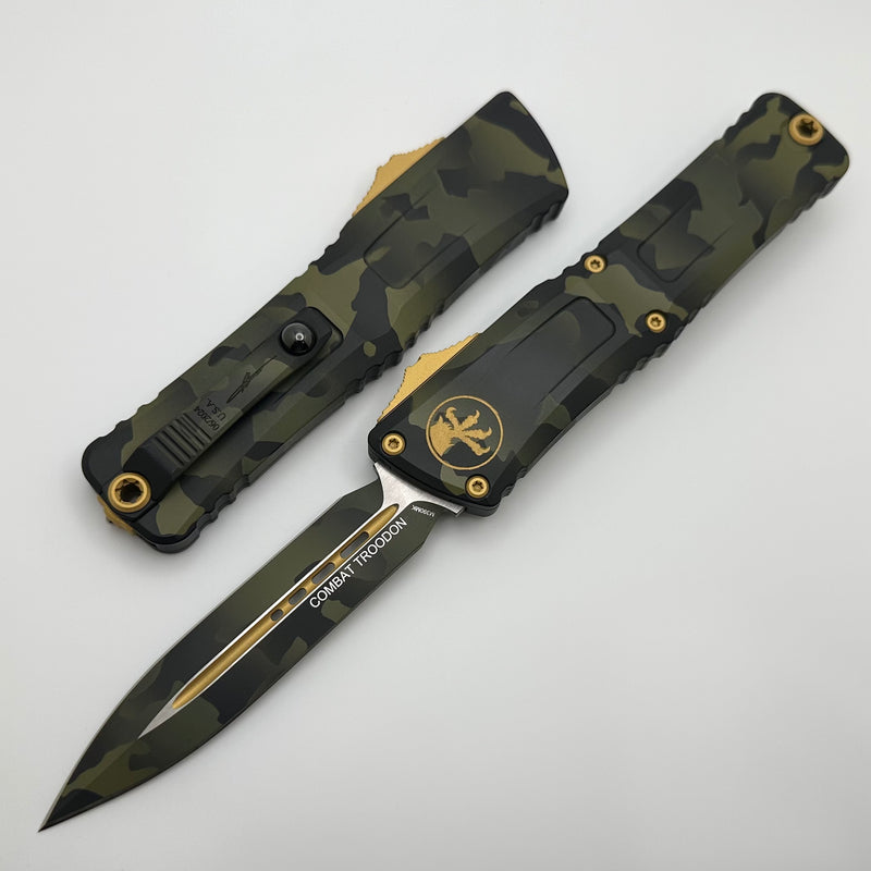 Microtech Knives Combat Troodon Gen III Olive Camo w/ Gold Accents D/E 1142-1OCGS