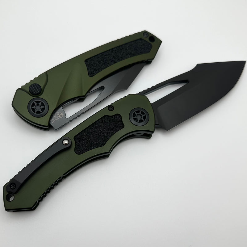 Heretic Knives Pariah M/A Button Lock Green Aluminum Handles w/ DLC MagnaCut H046-6A-GRN