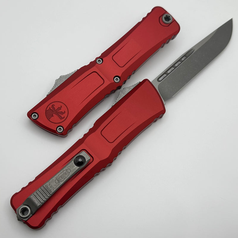 Microtech Knives Combat Troodon Gen III Apocalyptic Single Edge w/ Red Handle 1143-10APRD