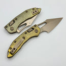 Microtech Marfione Select Manual M-Stitch RAM LOK Antique Gold Titanium Handles & Bronze M390MK 169MRL-13MS2