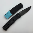 Pro-Tech Whiskers Black Handle w/ Textured Tiffany Blue Bolster Release & DLC 154CM BR-1.7 LTD-T.Blue