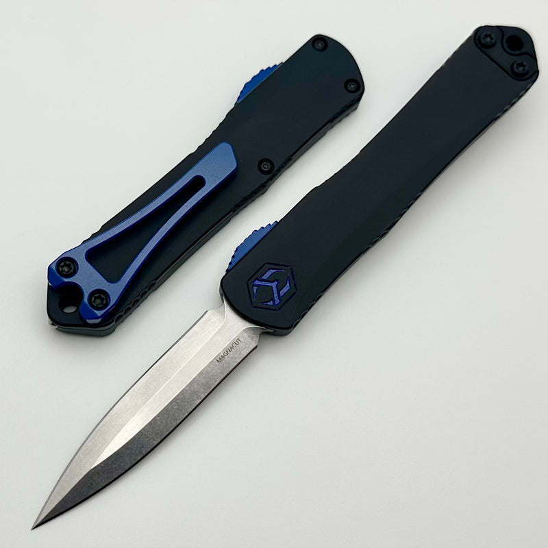 Heretic Knives Manticore S Blade Show Special Stonewash Magnacut Double Edge & Black w/ Blue Accents