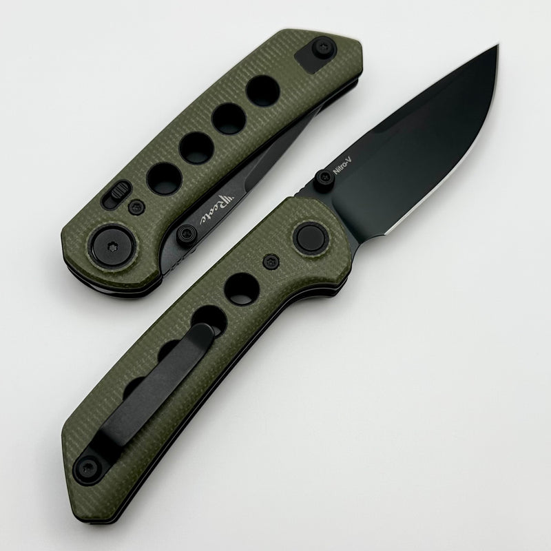 Reate Knives PL-XT Green Micarta w/ Black G-10 Inlays & Black PVD Nitro-V