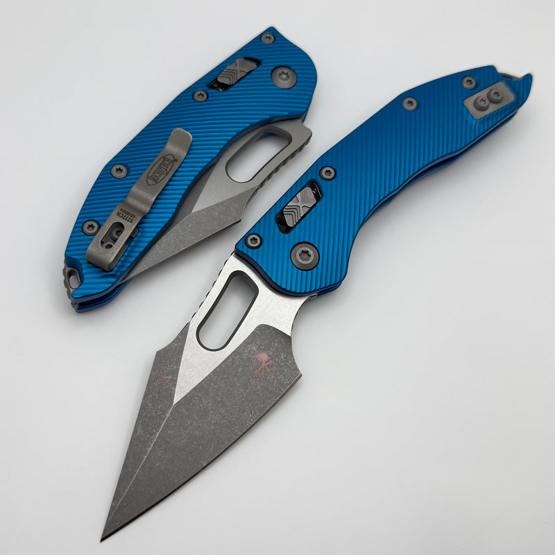 Microtech Knives Manual Stitch RAM LOK Fluted Blue Aluminum Apocalypti