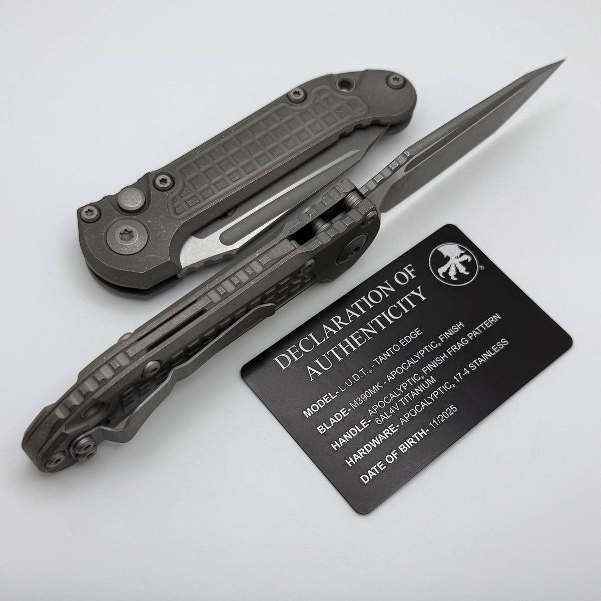Microtech Knives LUDT Gen III Apocalyptic Tanto Frag Titanium Handles