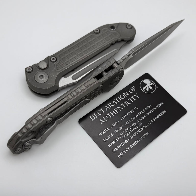 Microtech Knives LUDT Gen III Apocalyptic Tanto Frag Titanium Handles 1136-10APFRMS1