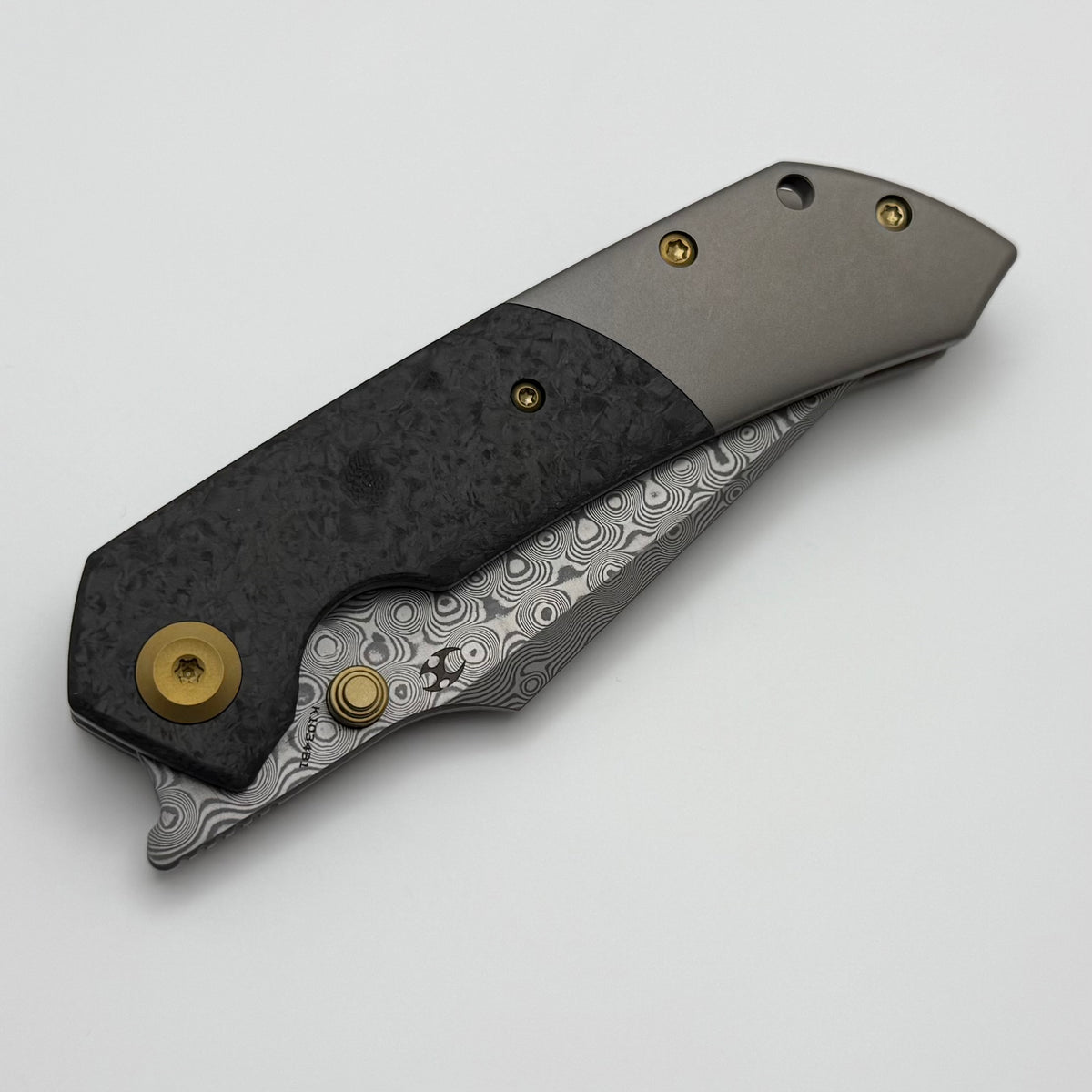 Kansept Knives Fenrir Shred Carbon Fiber/Titanium & Damascus K1034B1