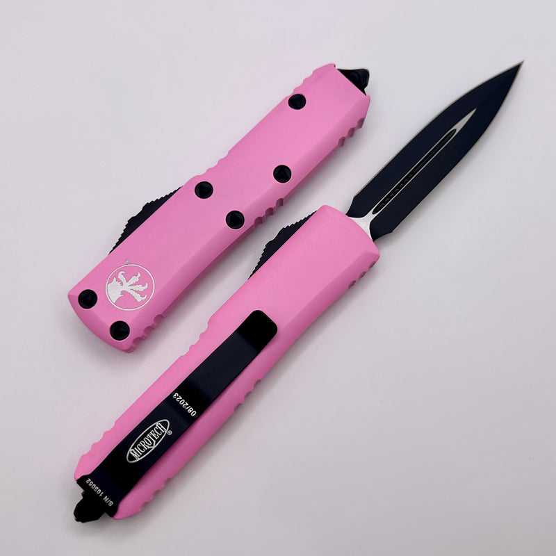 Microtech UTX-85 Double Edge Black & Blasted Pink 232-1BPK