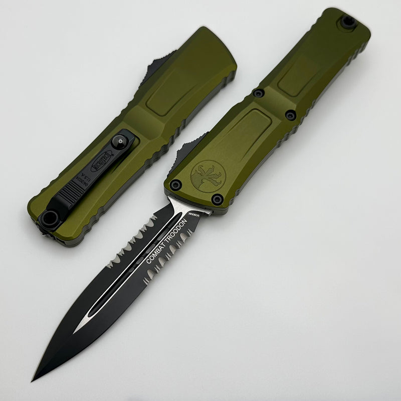 Microtech Knives Combat Troodon Gen III Black Double Edge Partial Serrated & OD Green 1142-2OD