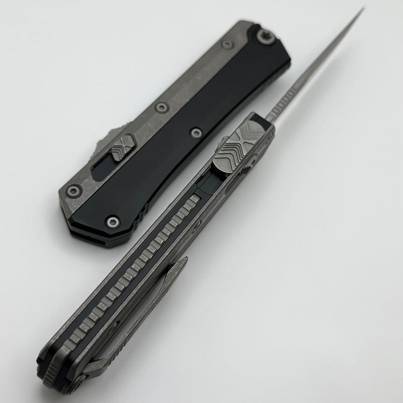 Microtech Glykon Apocalyptic Standard Tanto w/ Bead Blast Overlay 185-10AP