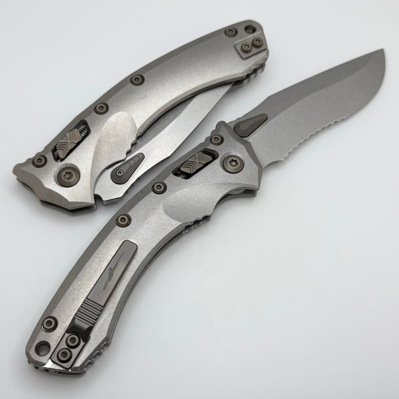 Microtech Marfione Select Amphibian RAM LOK Titanium Handles & Partial Serrated Stonewash M390MK w/ Double Vapor Blast & Flamed Accents 137RL-11MS4