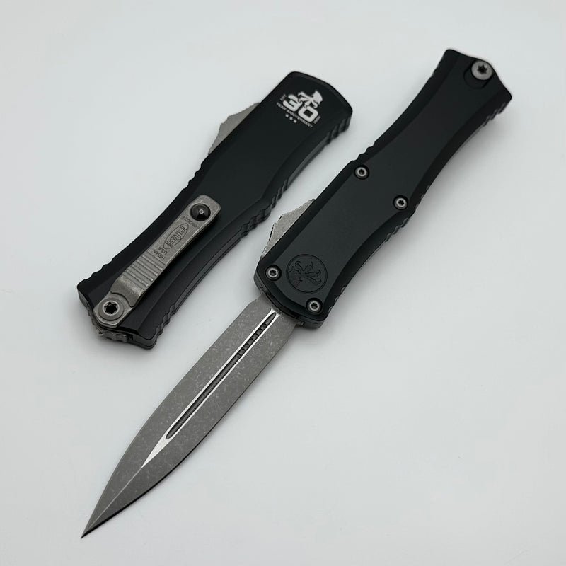 Microtech Knives Mini Hera 30th Anniversary Apocalyptic D/E M390MK w/ Black Handle 1702M-10AP30