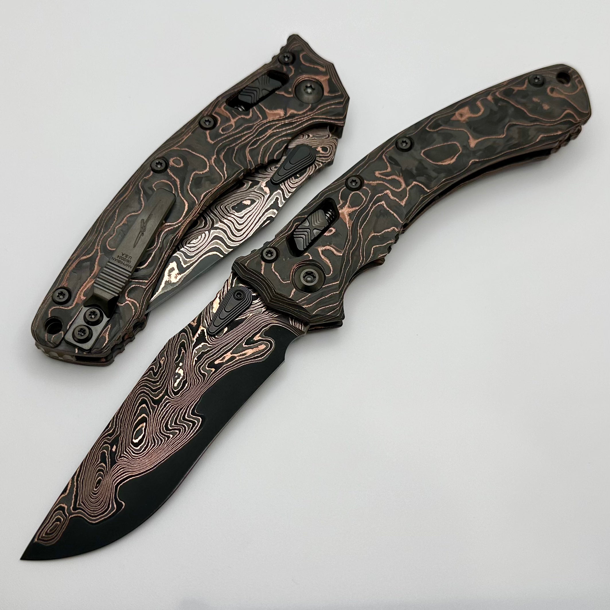 Microtech Knives Amphibian RAM-LOK Baker Forge Chevron Elite Copper Ma