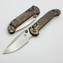Marfione Select Microtech LUDT Ram-Lok w/ Flamed Grooved Titanium Handles w/ Blue Accents & Stonewash Drop Point 1135RLG-10MS4
