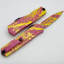 Microtech Cypher II D/E Corvette Yellow/Pink Splatter Signature Series 1242-1CYPKSPLS