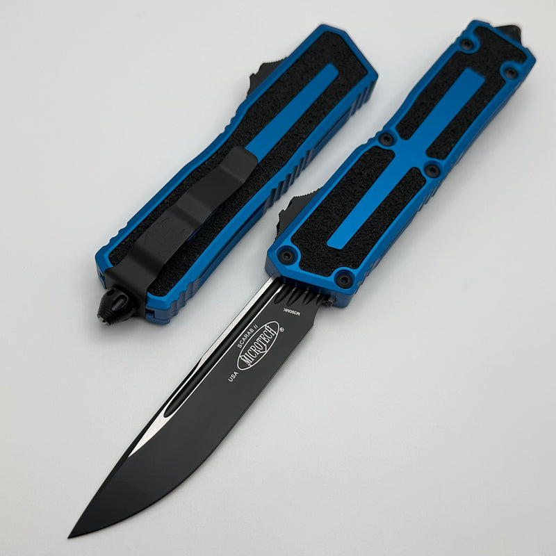 Microtech Scarab 2 Gen 3 Spine Fluted S/E Tactical Standard w/ Blue Handle 1278-1BL