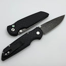 Pro-Tech TR-3 Integrity Custom Manual Black Reptile Aluminum Handles w/ Abalone Button & Vegas Forge Fireball Damascus 2025 Custom 001
