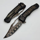 Heretic Knives Custom Wraith V4 Manual w/ Snakeskin Carbon Fiber Inlays & Hand Ground Vegas Forge Damascus Bowie