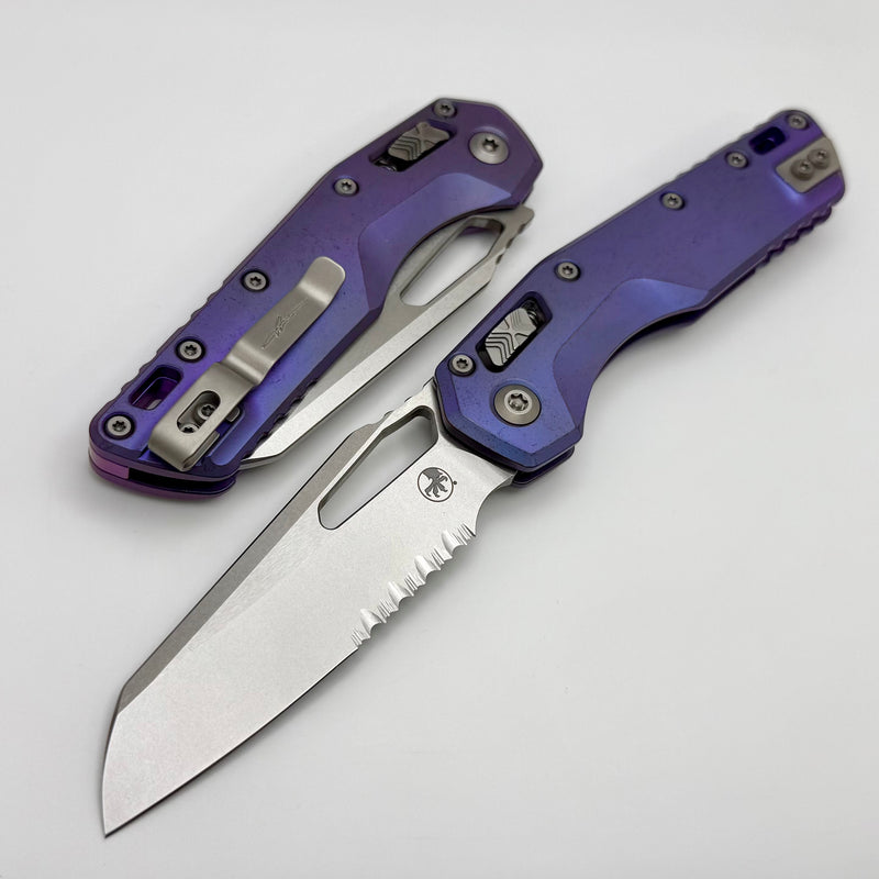 Microtech Marfione Select MSI RAM LOK Purple Haze Titanium Handles w/ Double Vapor Blast & Purple Accents & Part Serrated Stonewash M390MK 210-11MS5
