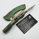 Microtech Amphibian Mini RAM LOK Antique Green Titanium Fluted & Bronze M390MK w/ Bronze Accents 137MRL-13FLMS1