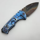 Medford Knife Praetorian TI Vulcan S35VN Drop Point & Brush Galaxy Flame Stained Glass Sculpted Handles w/ Flamed Hardware/Clip