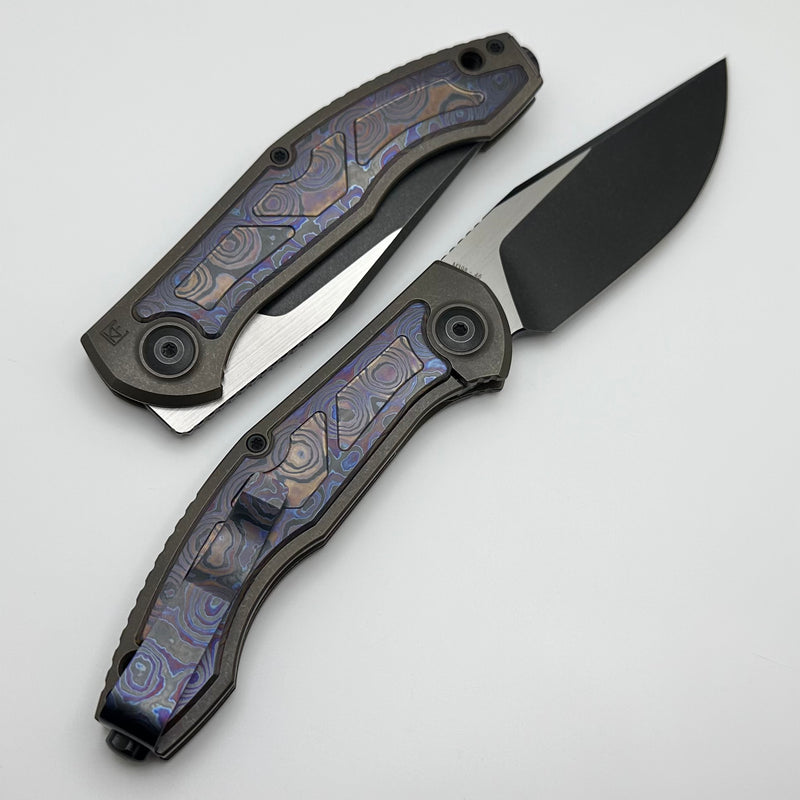 Custom Knife Factory Veksha HD Timascus & Bronze Titanium Handles w/ Two Tone M398