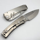 Medford Marauder Full Size Tumbled Titanium Handles w/ 0.26" Tumbled S45 Drop Point