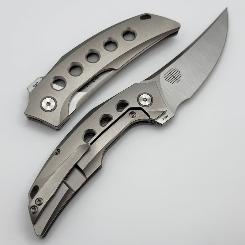 Reate Knives Velocity Tashi Bharucha Bead Blast Titanium Handles & Elmax